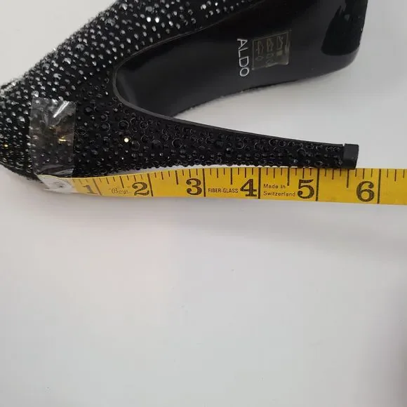 Aldo Black‎ Satin & Rhinestone Stiletto Platform Pumps Size 9 - Picture 9 of 10